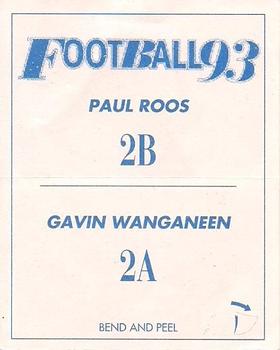 1993 Select AFL Stickers #2 Gavin Wanganeen / Paul Roos Back